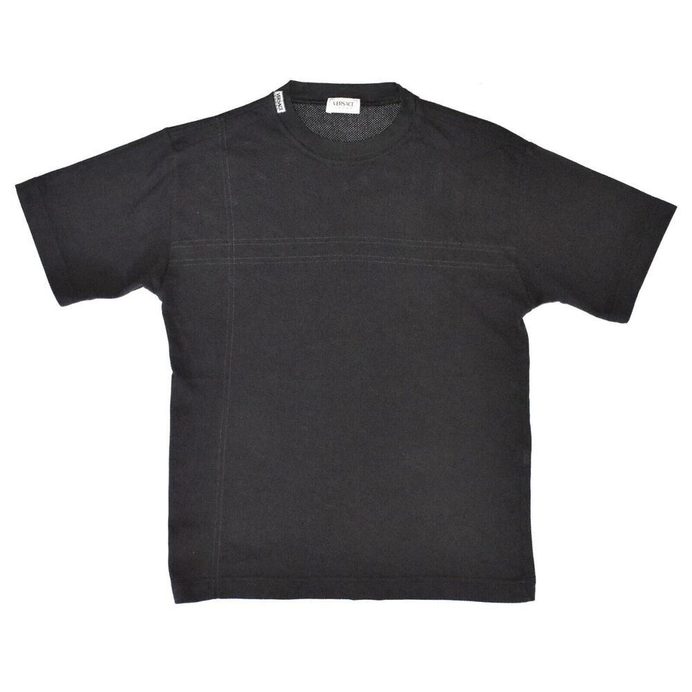 B0 VERSACE SPORT Graphite Mesh Crew Neck Short Sleeve Sweater T-Shirt Sz 46 US S